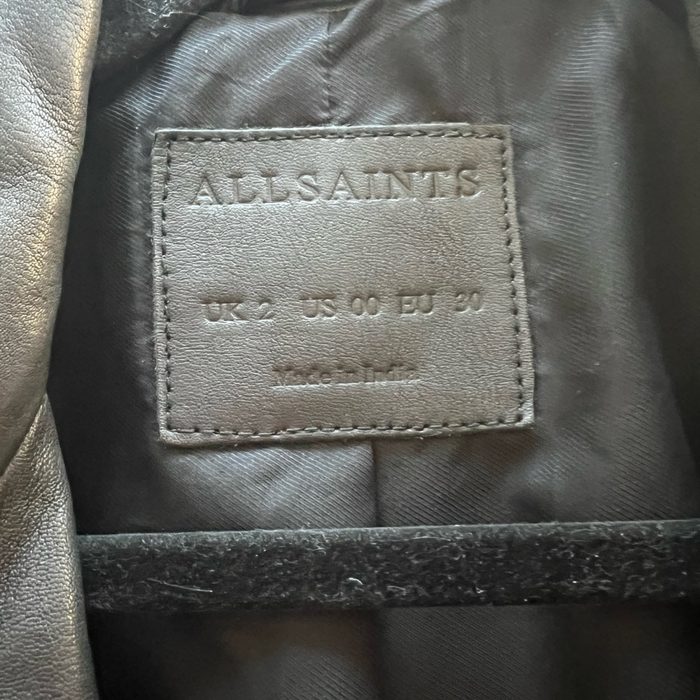 Black Leather All Saints Jacket. - Picture 2 of 3